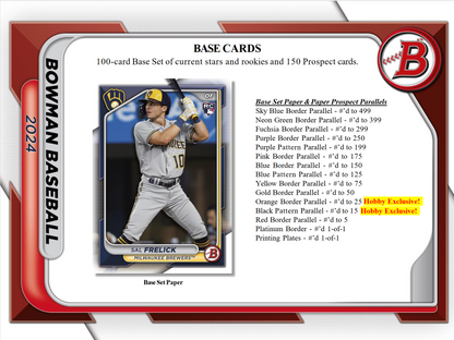 2024 Bowman Baseball Hobby Box w/ 2024 NSCC Exclusive Silver Pack