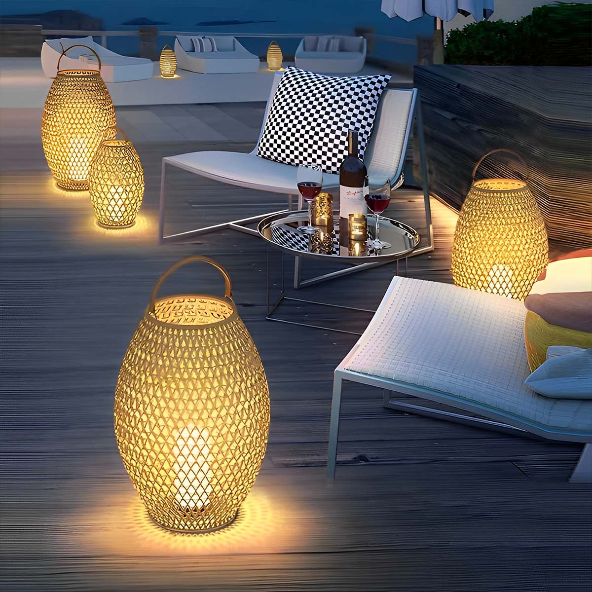 Portable Lanterns Shape Light Waterproof LED Modern Lawn Lamp