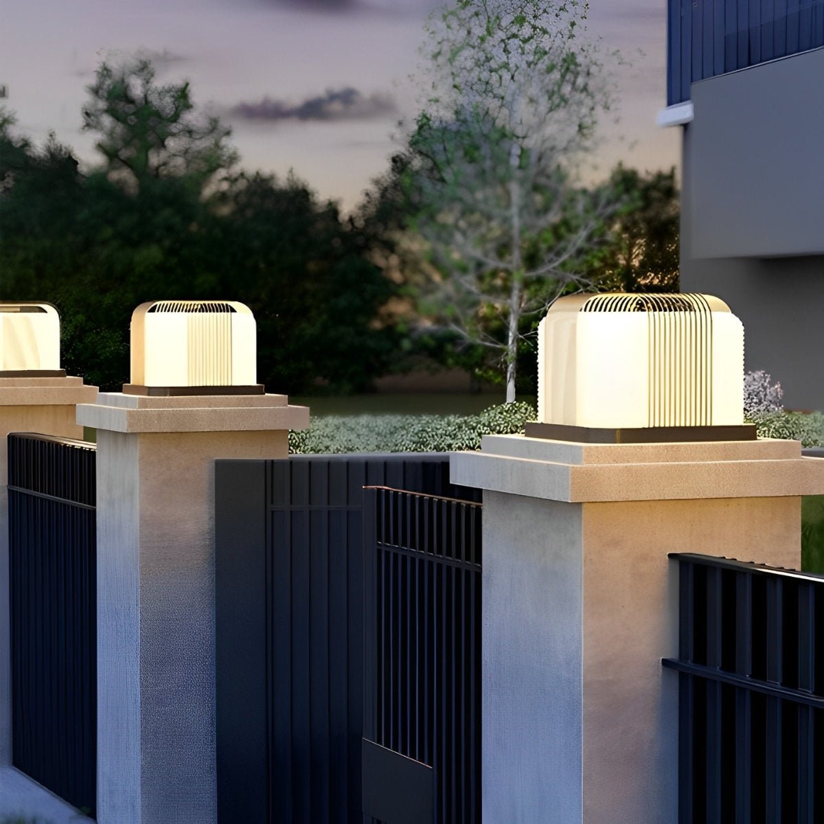 Square Creative LED Waterproof PE Shade Modern Fence Post Lights